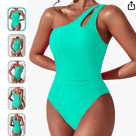 NWT H&M XL green high cut swimsuit - Picture 9 of 11